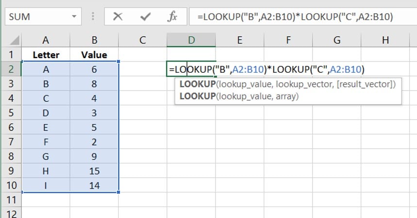 Use a letter to Represent a Value in Excel