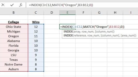 Using INDEX and Match Functions Together