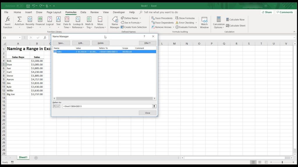 Named Ranges in Excel – Setup, Rules, and Uses