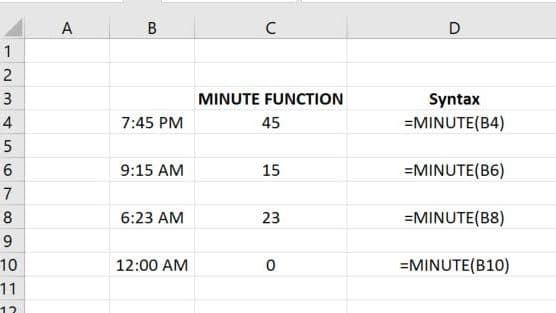 MINUTE Function