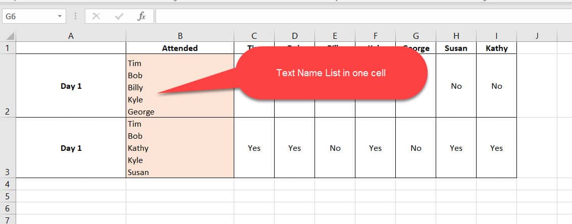 Text Name List in one Cell
