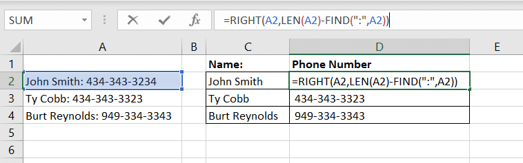 Right Function in Excel

