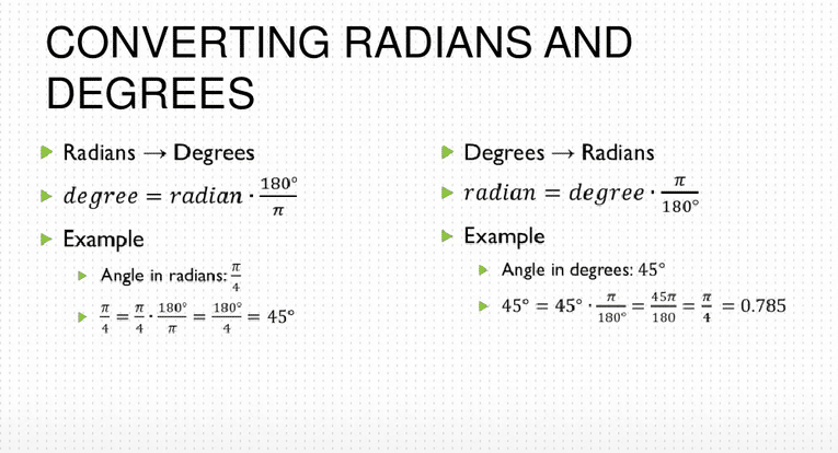 Degrees to Radian