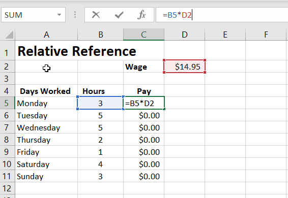 Relative Reference in Excel