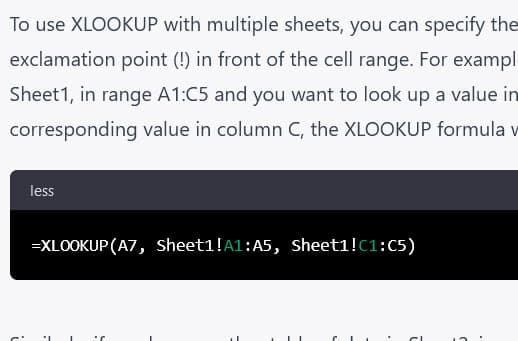 Use XLOOKUP with multiple sheets
